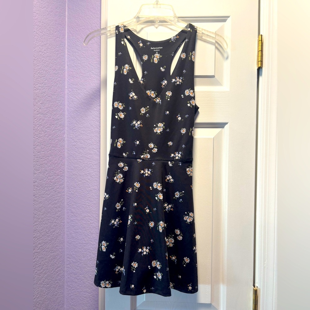 Reformation ecomove exercise dress XS black floral